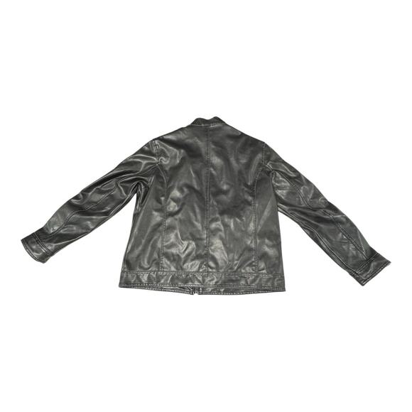 R & O Men's L Faux Leather Biker Bomber Jacket Black/Gray Stripe Wolverine Logan - Picture 10 of 10